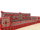 Arabische vloer zitbank rode set kussens Turkse Jalsa Arabische Majlis Rug Oosterse Home Decor Marokkaanse bank boho meubilair Kelim Cover
