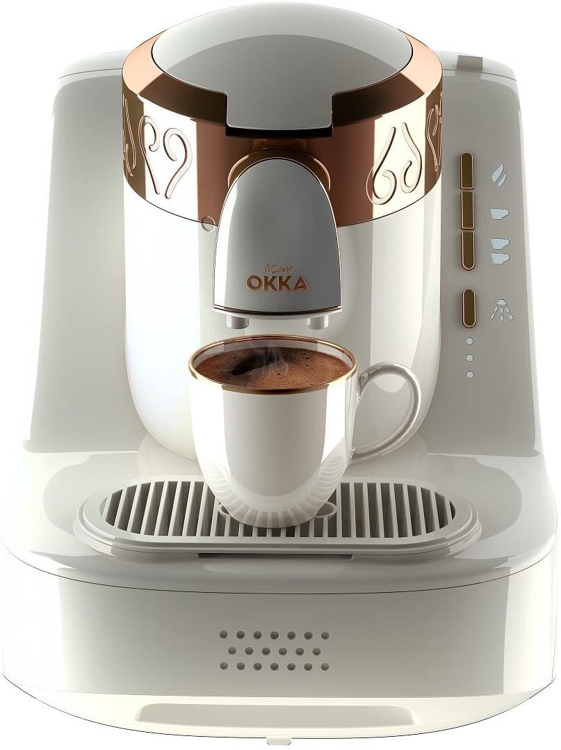 My desire Whopping OK001W Automatic 120V Turkish/Greek Coffee Machine, White/Copper (Silver)