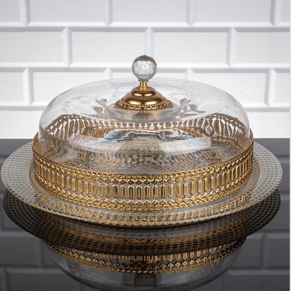 Service Tray Hurrem Style Plate Cake Bell Jar Glass Cookie Macaron Sweet Dessert Serving Tray