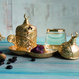 Premium Quality Porcelain & Gold Brass Turkish Arabic Greek Style Authentic Espresso Coffee Cup Saucer