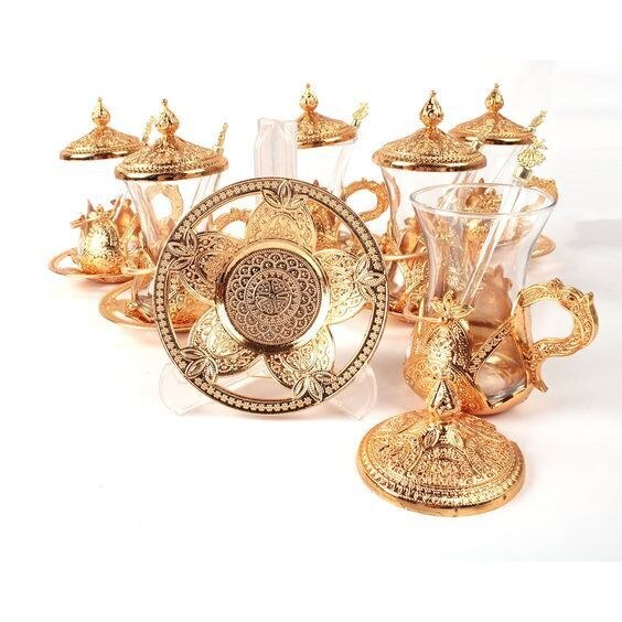 Turkish Tea Glass Cups Set ( With Teaspoon Gift)
