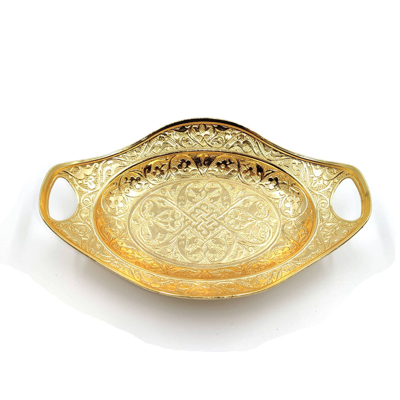 Golden Plated Fruit Plate Candy Cupcake Serving Tray Round Cupcake Dessert Display Plate Serving Tray