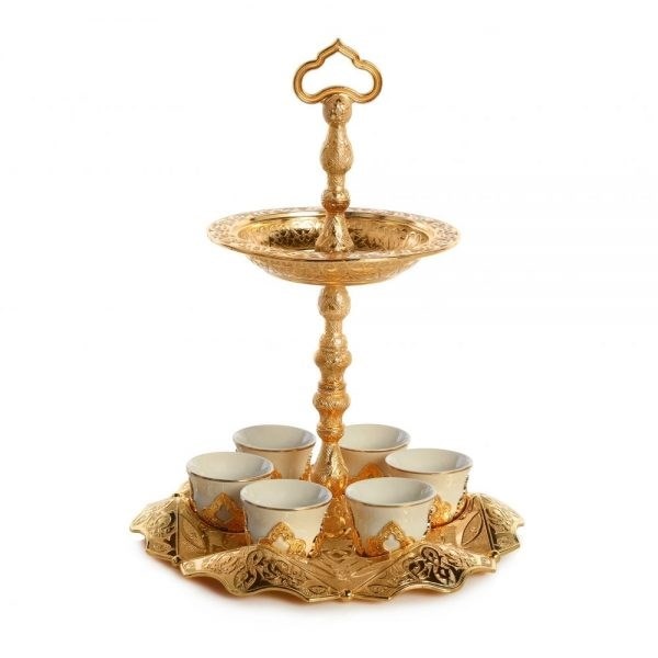 Turkish Coffee Set Mirra, Arabic Coffee Serving Cups Set Two Tier Cake Stand Afternoon Tea Wedding Plates Party
