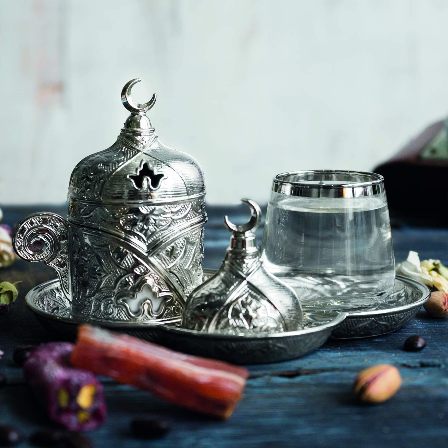 Premium Quality Porcelain & Silver Ottoman Turkish Arabic Greek Style Authentic Espresso Coffee Cup Saucer