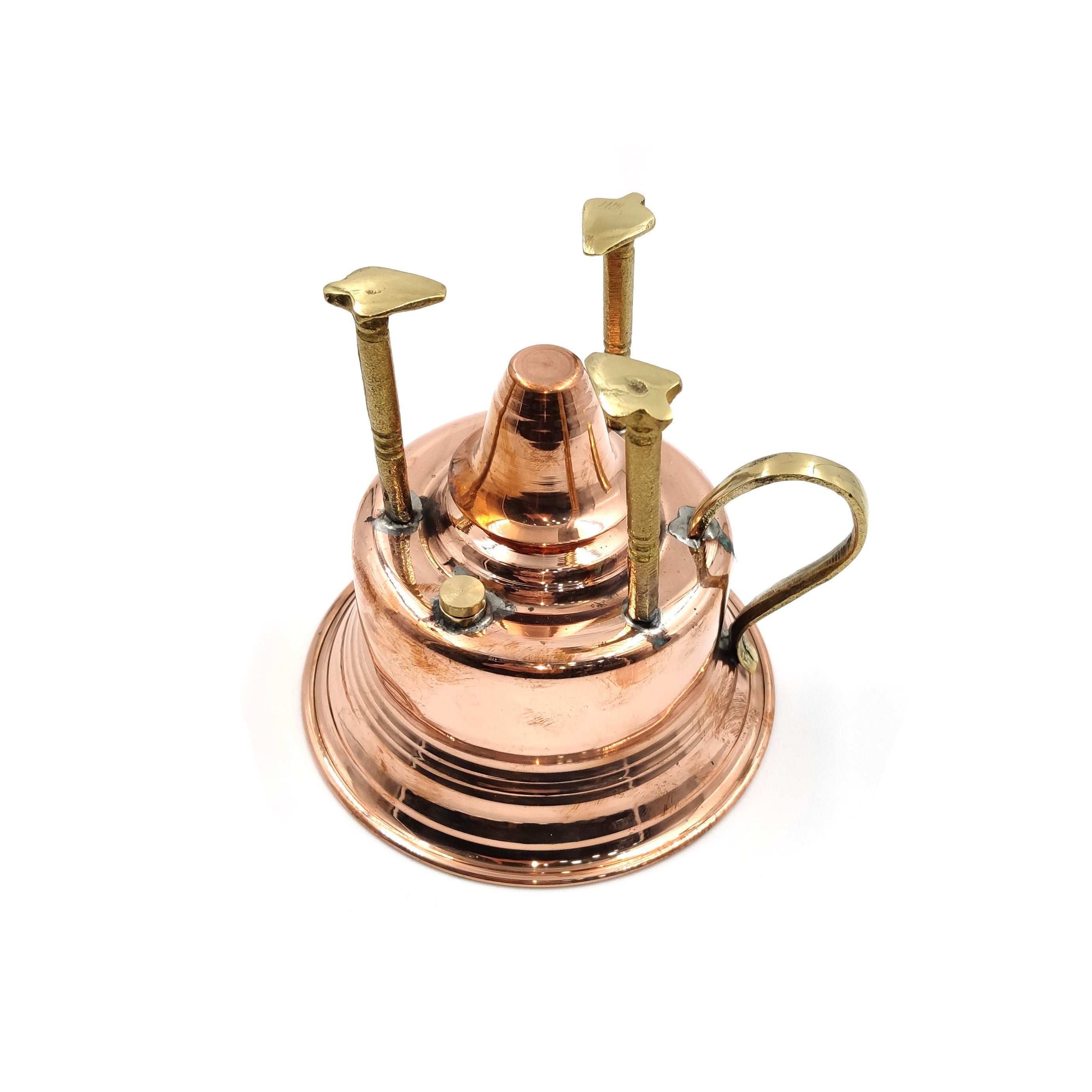 Brass Handmade Copper Turkish Coffee Maker Alcohol Burner Brewing English Coffee Using Traditional Tabletop Burner