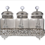 Glass Spice Hurrem Style With Jar Spice Container 3 Pcs/Set Organizer Cans Pepper Shaker Storage Box With Tray Kitchen