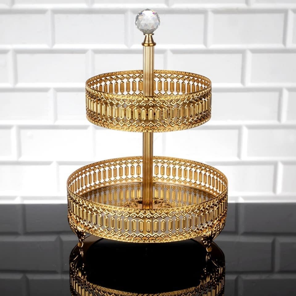 Service Tray Plate Rhinestones 2 Floor Cookie Macaron Sweet Dessert Serving Tray