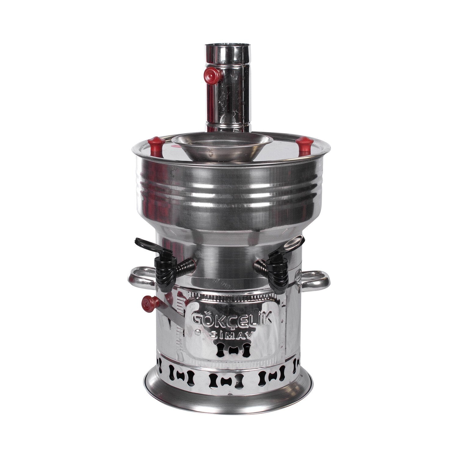 Turkse Semavar Theeketel Dubbele Kraan Staal-Chroom Hout en Houtskool Overlevenden Kamp en Picknick Samovar Licht en Duurzaam