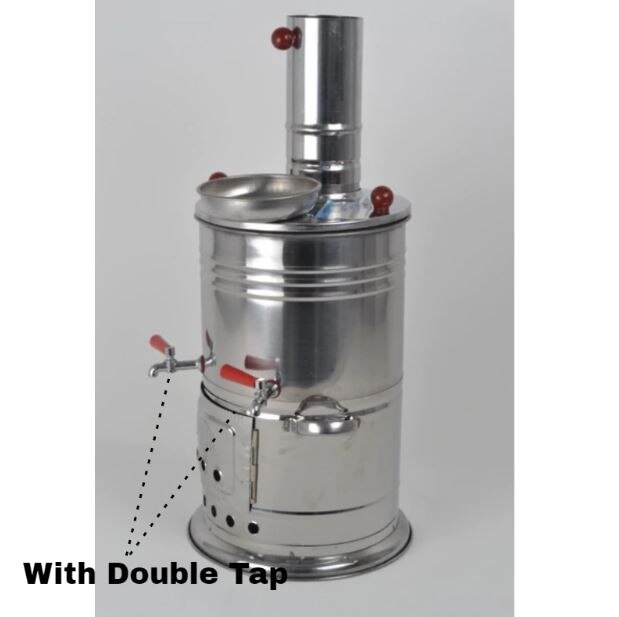 Turkse Semavar Theeketel Dubbele Kraan Staal-Chroom Hout en Houtskool Overlevenden Kamp en Picknick Samovar Licht en Duurzaam