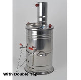 Turkse Semavar Theeketel Dubbele Kraan Staal-Chroom Hout en Houtskool Overlevenden Kamp en Picknick Samovar Licht en Duurzaam