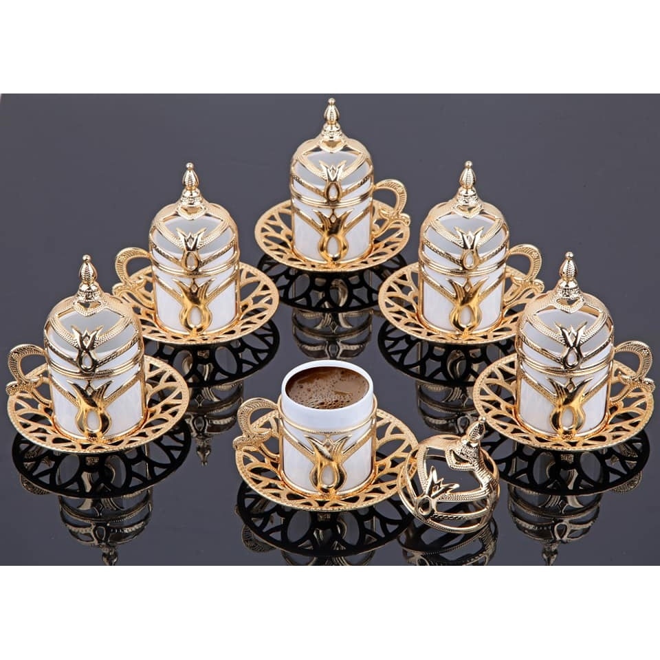 Seti 6 English coffee cap set Arabic coffee set handmade tea cups cap kit set Espresso coffee set of copper