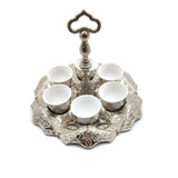Set of 6 English Silver Plated Coffee Set Mırra, Greek, arabic Coffee Serving Cups Set in Espresso Made in Turkey