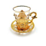 Set of 6 Swarovski Turkish Coffee Tea Cups Set Arabic Coffee Set Handmade Tea Cups Set Set in Espresso Copper Coffee set