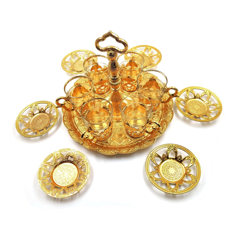 Set of 6 Swarovski Turkish Coffee Tea Cups Set Arabic Coffee Set Handmade Tea Cups Set Set in Espresso Copper Coffee set