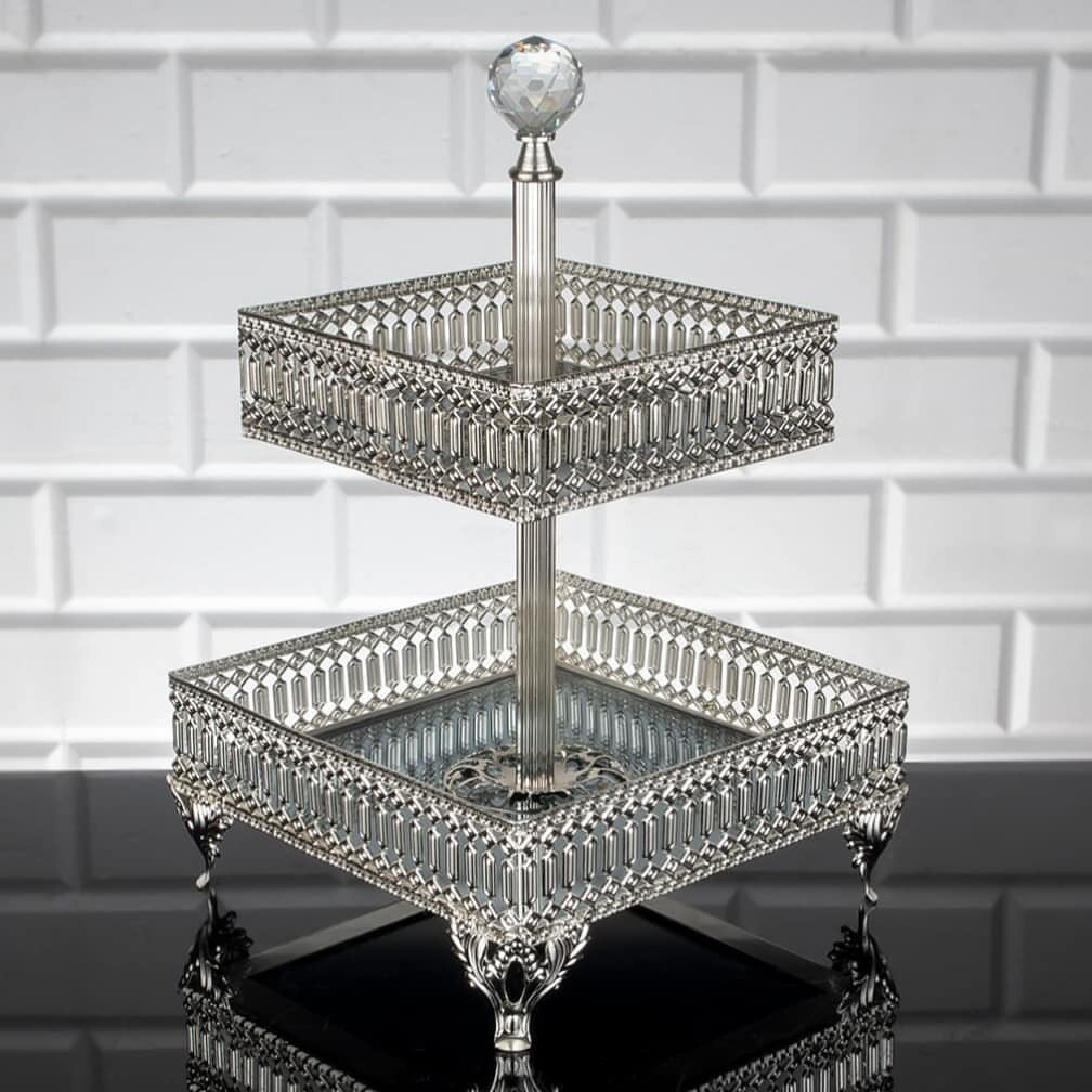 Service Tray Plate Rhinestones 2 Floor Cookie Macaron Sweet Dessert Serving Tray