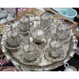 Ottoman Turkish Coffee Cups Set / 6 pcs Handmade Copper Arabic Coffee Set Tea Cups Espresso Set Made in Turkey