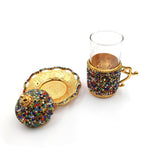 Set of 6 Swarovski Turkish Coffee Cups Set Arabic Coffee Set Handmade Tea Cups Set Set in Espresso Copper Coffee set