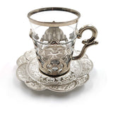 Set of 6 Swarovski Turkish Coffee Tea Cups Set Arabic Coffee Set Handmade Tea Cups Set Set in Espresso Copper Coffee set