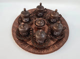Ottoman Turkish Coffee Cups Set / 6 pcs Handmade Copper Arabic Coffee Set Tea Cups Espresso Set Made in Turkey