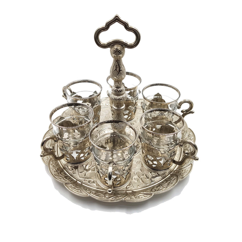 Set of 6 Swarovski Turkish Coffee Tea Cups Set Arabic Coffee Set Handmade Tea Cups Set Set in Espresso Copper Coffee set