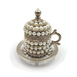 Set of 6 Swarovski Turkish Coffee Cups Set Arabic Coffee Set Handmade Tea Cups Set Set in Espresso Copper Coffee set