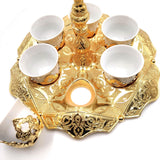 Set of 6 English Golden Plated Coffee Set Mırra, Greek, arabic Coffee Serving Cups Set in Espresso Made in Turkey