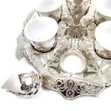 Turkish Silver Plated Coffee Set Mırra, arabic Coffee Serving Cups Set Two Tier Cake Stand Afternoon Tea Wedding Plates Party