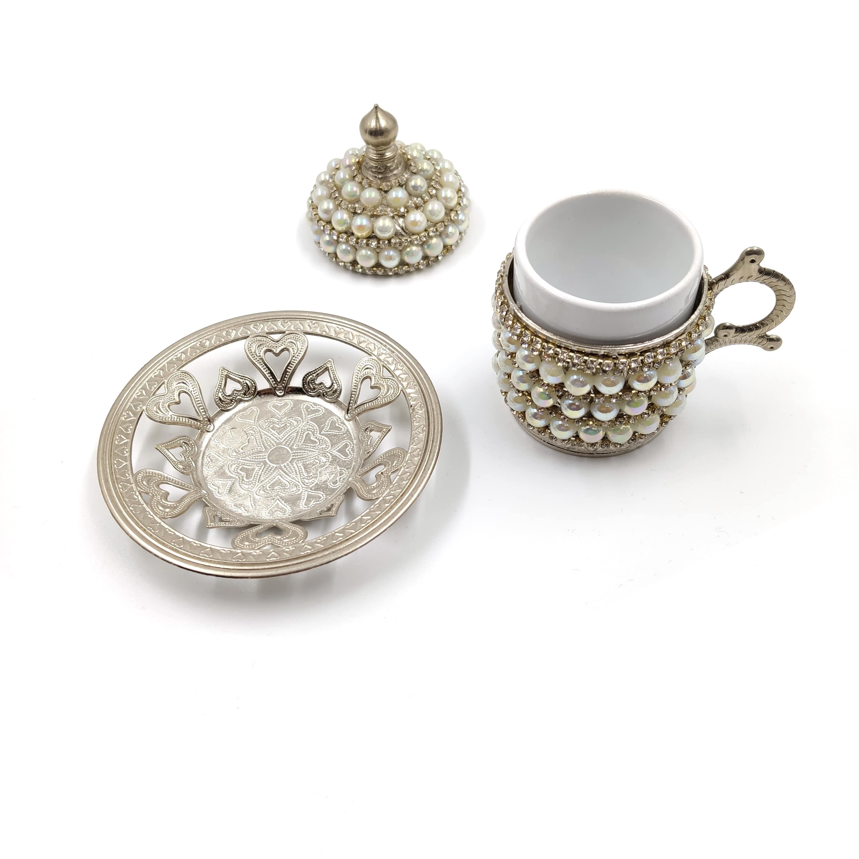 Set of 6 Swarovski Turkish Coffee Cups Set Arabic Coffee Set Handmade Tea Cups Set Set in Espresso Copper Coffee set