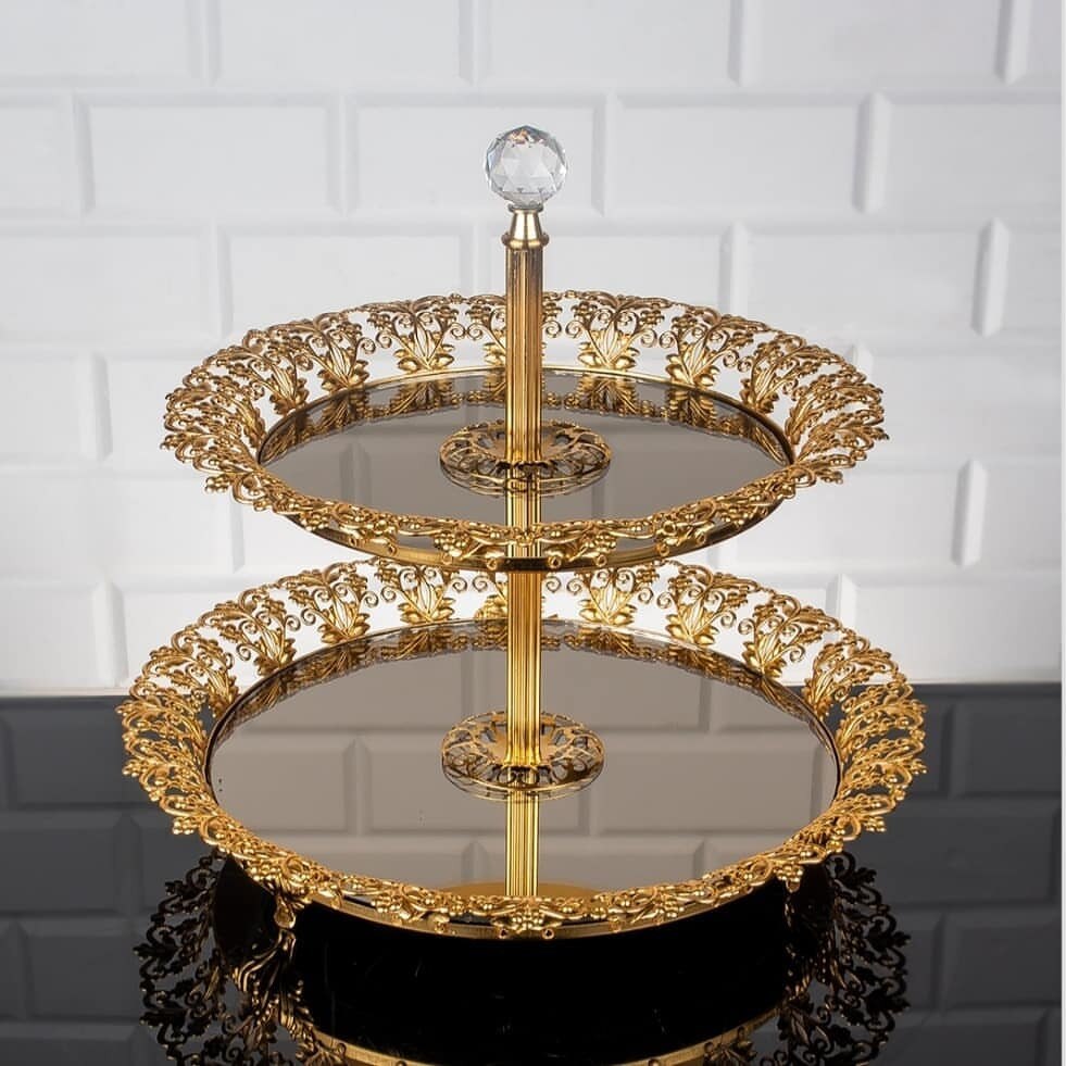 Service Tray Plate Rhinestones 2 Floor Cookie Macaron Sweet Dessert Serving Tray