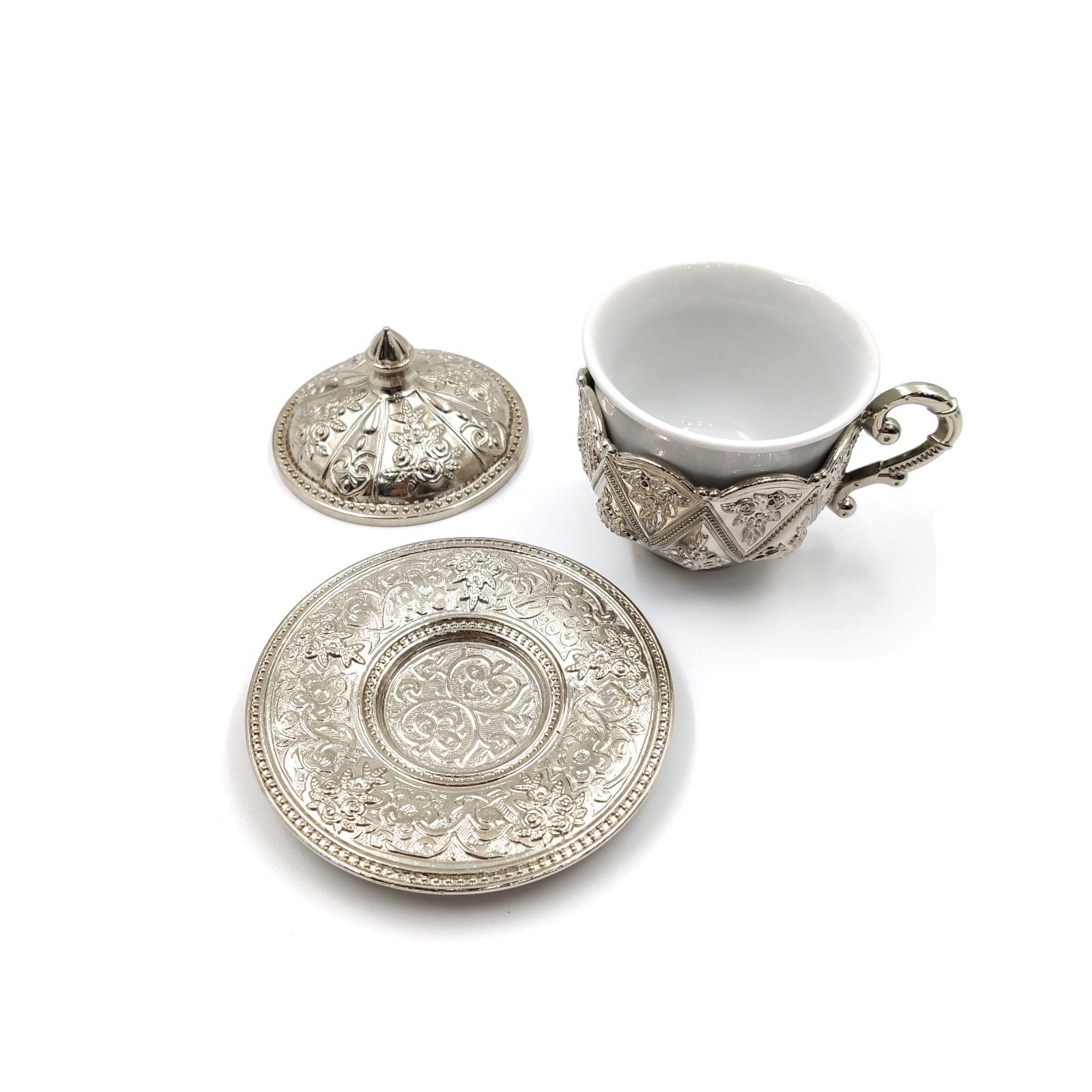 Set of 6 English Coffee Cups Set Arabic Coffee Set Handmade Cups Set Set in Espresso Copper Coffee set