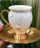 ACAR Gold Turkish High Quality Porcelain Coffee Cups and Saucers Set Ceramic Coffee Mugs Best for Home Decoration Demistasse Coffee Set