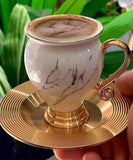 ACAR Gold Turkish High Quality Porcelain Coffee Cups and Saucers Set Ceramic Coffee Mugs Best for Home Decoration Demistasse Coffee Set