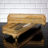 Service Long Tray Hurrem Turkish Ottoman Style Plate Cake Bell Jar Cookie Macaron Sweet Dessert Square Serving