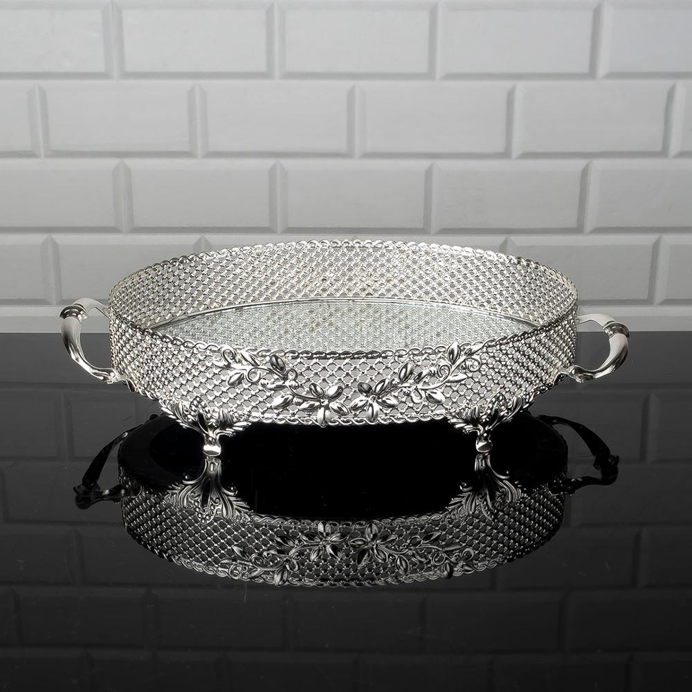 Serving Oval Tray Golden Silver Big Medium Small Hurrem Turkish Ottoman Style Plate Cake Glass Cookie Sweet Dessert