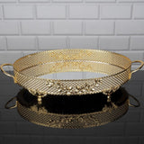 Serving Oval Tray Golden Silver Big Medium Small Hurrem Turkish Ottoman Style Plate Cake Glass Cookie Sweet Dessert