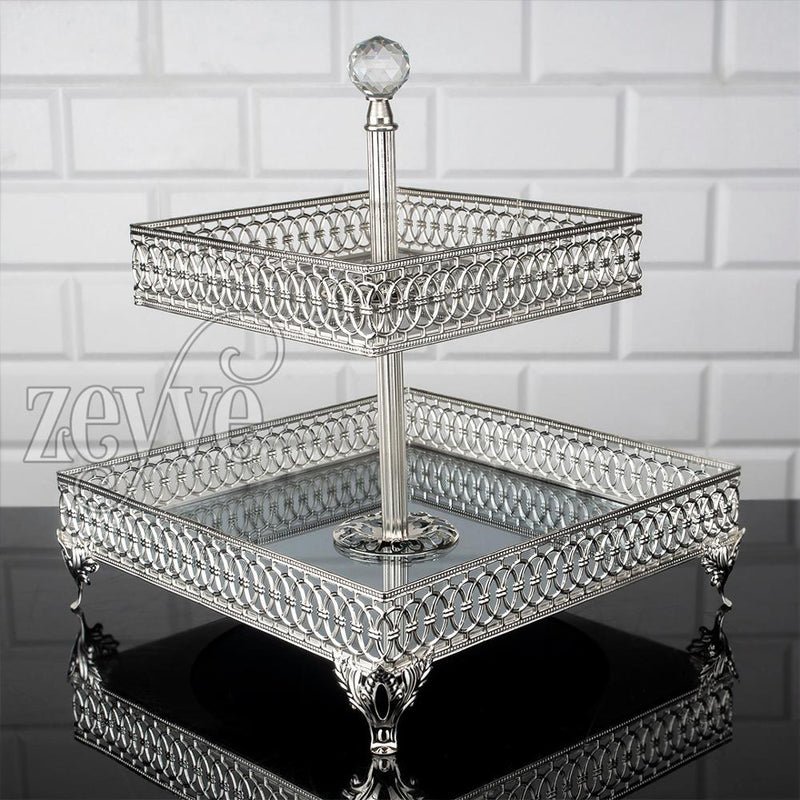 Service Tray Plate Rhinestones 2 Floor Cookie Macaron Sweet Dessert Serving Tray