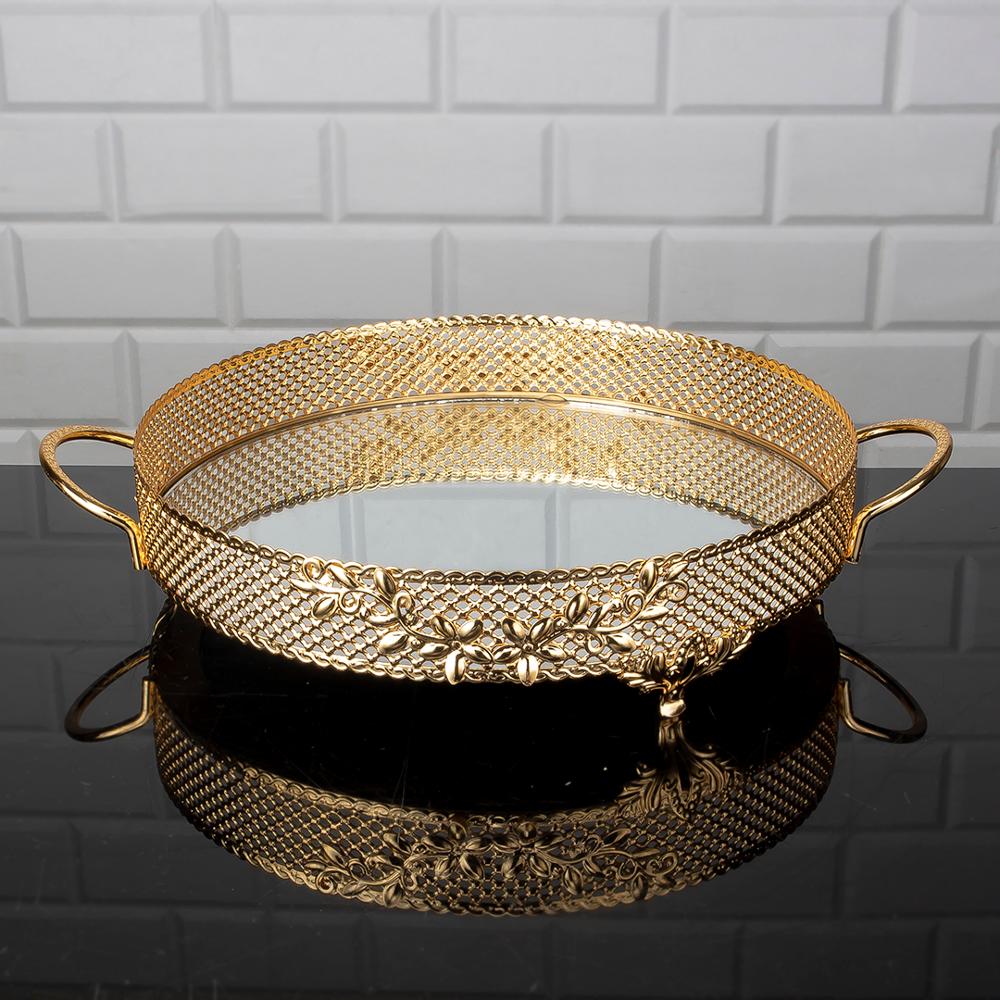 Service Round Tray Golden Silver Big Medium Small Hurrem Turkish Ottoman Style Plate Cake Glass Cookie Sweet Dessert