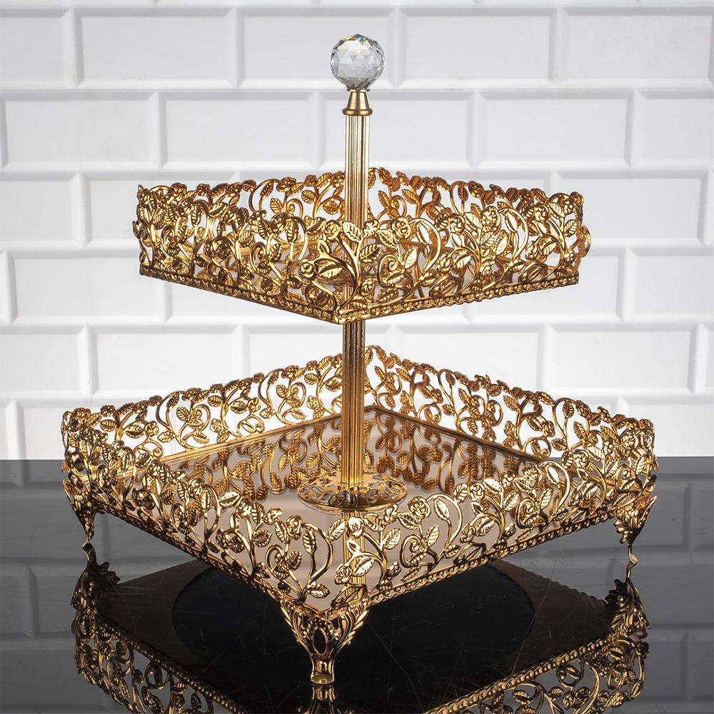 Service Tray Plate Rhinestones 2 Floor Cookie Macaron Sweet Dessert Serving Tray