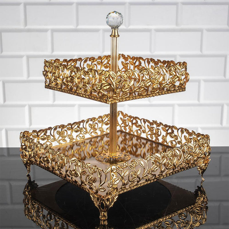 Service Tray Plate Rhinestones 2 Floor Cookie Macaron Sweet Dessert Serving Tray