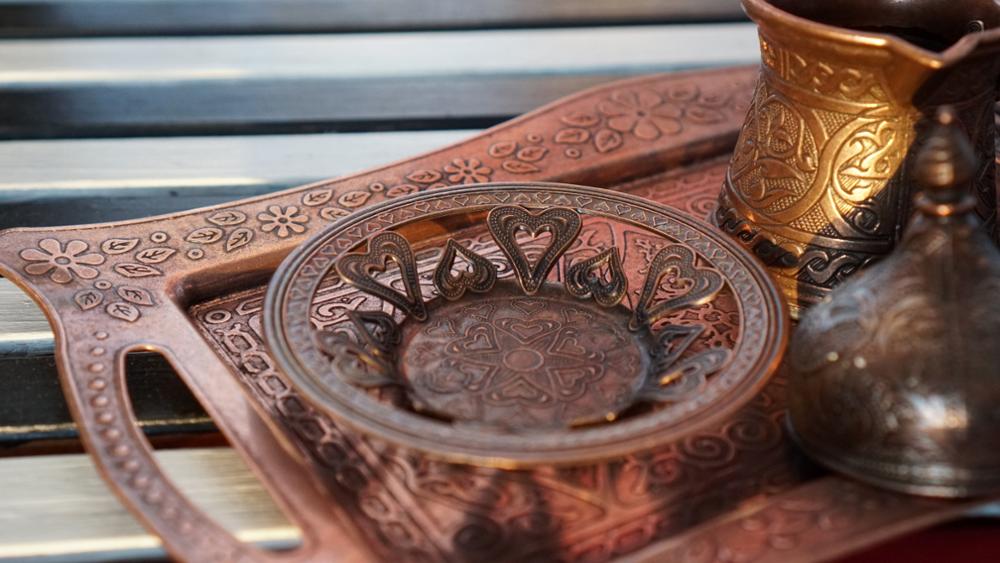 Handmade Clover Design Turkish Coffee Espresso Serving Set for 2