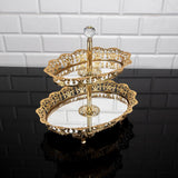 Serving Tray Plate Rhinestones 2 Floor Cookie Macaron Sweet Dessert Service Oval Golden Silver