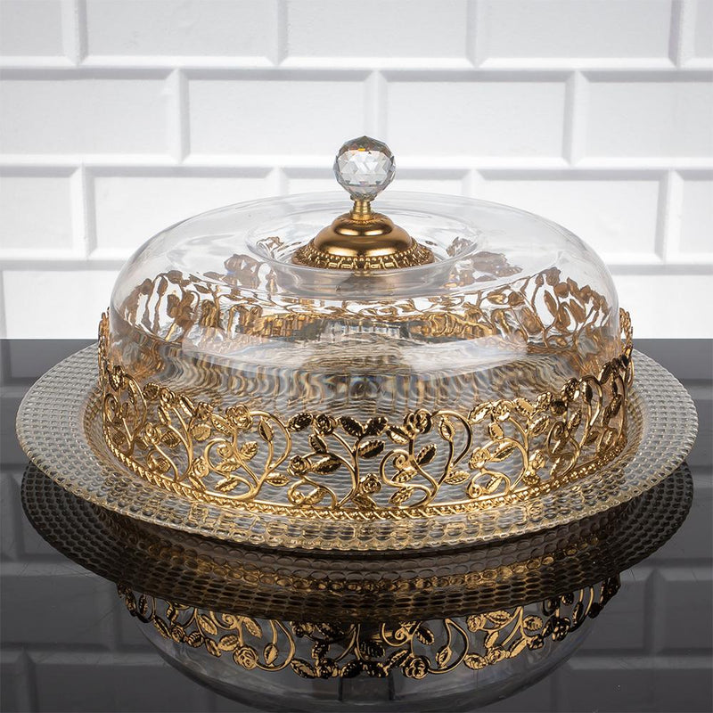 Service Tray Hurrem Style Plate Cake Bell Jar Glass Cookie Macaron Sweet Dessert Serving Tray