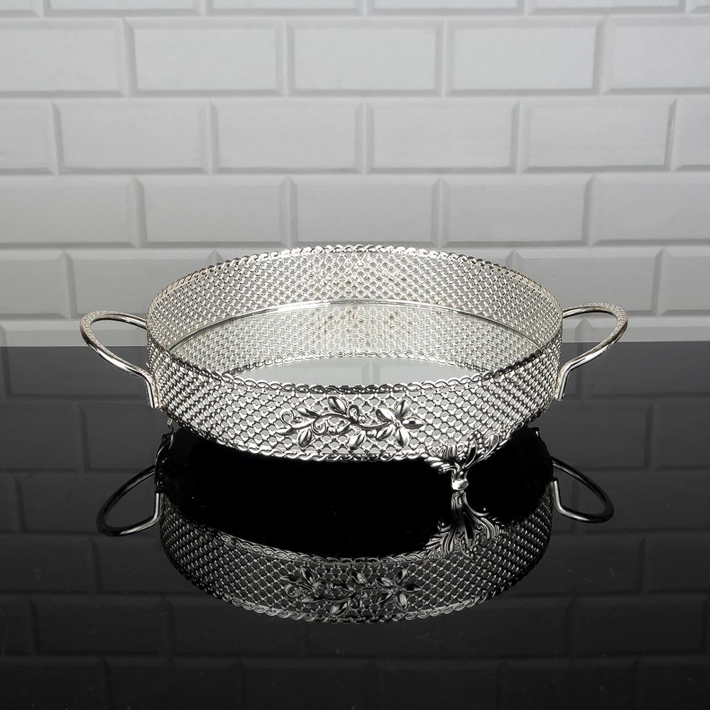 Service Round Tray Golden Silver Big Medium Small Hurrem Turkish Ottoman Style Plate Cake Glass Cookie Sweet Dessert