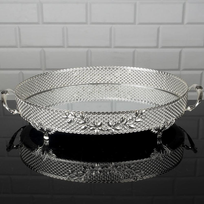 Serving Oval Tray Golden Silver Big Medium Small Hurrem Turkish Ottoman Style Plate Cake Glass Cookie Sweet Dessert