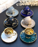 Porcelain Coffee Cups and Saucers Set Luxury Ceramic Coffee Mugs Best for Home Decoration Demistasse Coffee Set