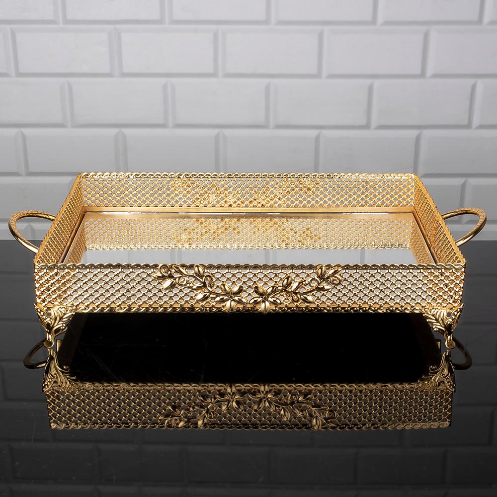 Service Rectangle Square Tray Golden Silver Big Medium Small Hurrem Turkish Ottoman Style Plate Cake Glass Cookie Sweet Dessert