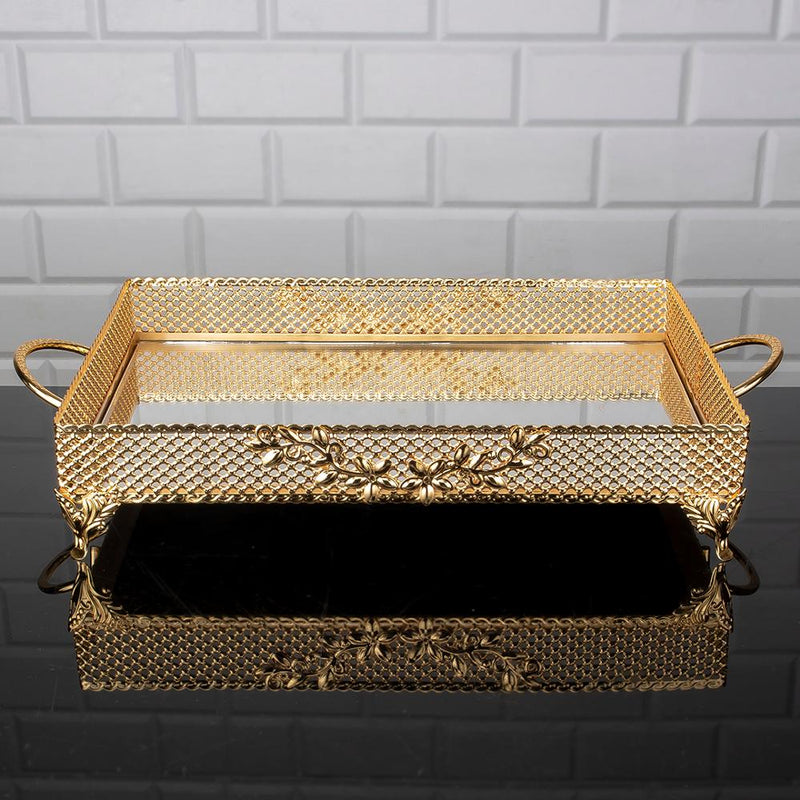 Service Rectangle Square Tray Golden Silver Big Medium Small Hurrem Turkish Ottoman Style Plate Cake Glass Cookie Sweet Dessert