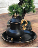 Turkish Coffee Cups and Saucers Serving Set with Lids Ceramic Coffee Mugs Best for Home Decor Demistasse Porcelain Coffee Set