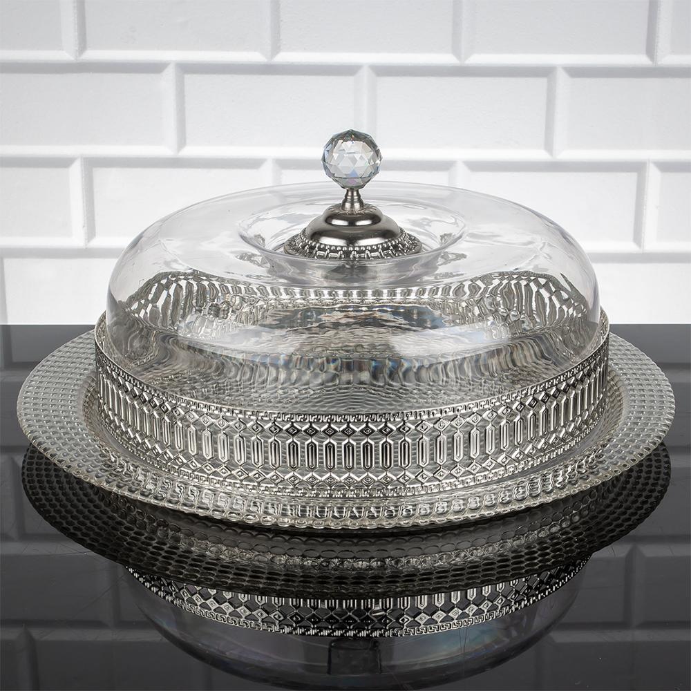 Service Tray Hurrem Style Plate Cake Bell Jar Glass Cookie Macaron Sweet Dessert Serving Tray