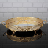 Serving Oval Tray Golden Silver Big Medium Small Hurrem Turkish Ottoman Style Plate Cake Glass Cookie Sweet Dessert